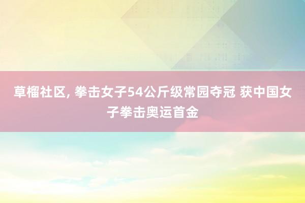草榴社区， 拳击女子54公斤级常园夺冠 获中国女子拳击奥运首金