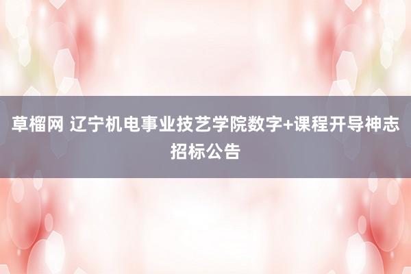 草榴网 辽宁机电事业技艺学院数字+课程开导神志招标公告