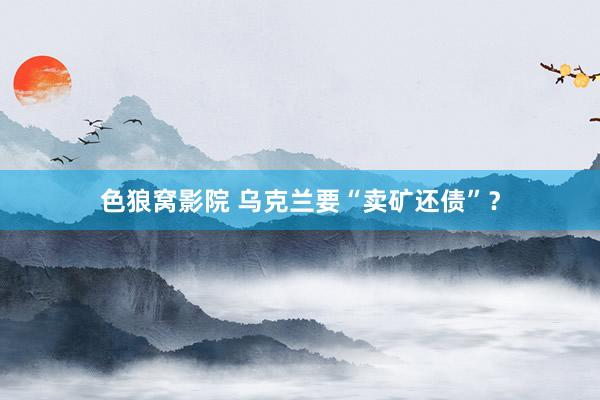 色狼窝影院 乌克兰要“卖矿还债”？