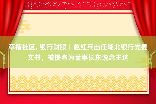 草榴社区， 银行财眼｜赵红兵出任湖北银行党委文书，被提名为董事长东说念主选