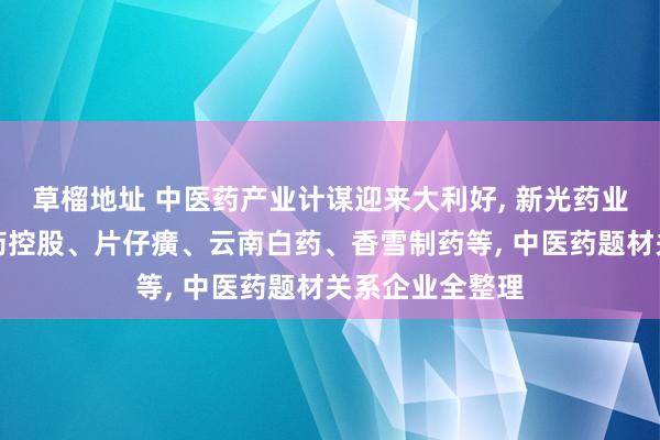 草榴地址 中医药产业计谋迎来大利好， 新光药业、同仁堂、长药控股、片仔癀、云南白药、香雪制药等， 中医药题材关系企业全整理